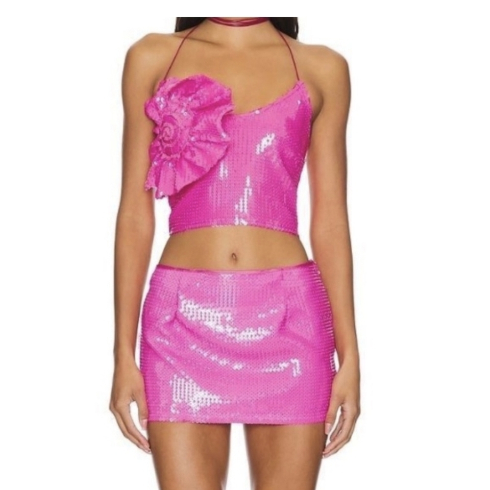 Miscreants x Revolve Harper Sequin Cami Tank With Shell Pink 4 - Picture 4 of 4